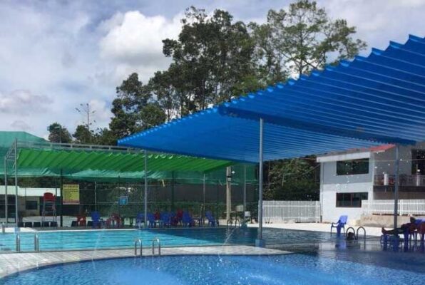 Mái Che Xếp Lượn Sóng Cho Hồ Bơi [Xanh Dương]